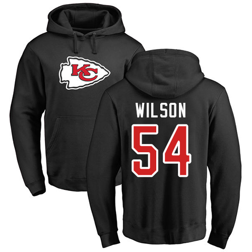 Men Kansas City Chiefs #54 Wilson Damien Black Name and Number Logo Pullover NFL Hoodie Sweatshirts